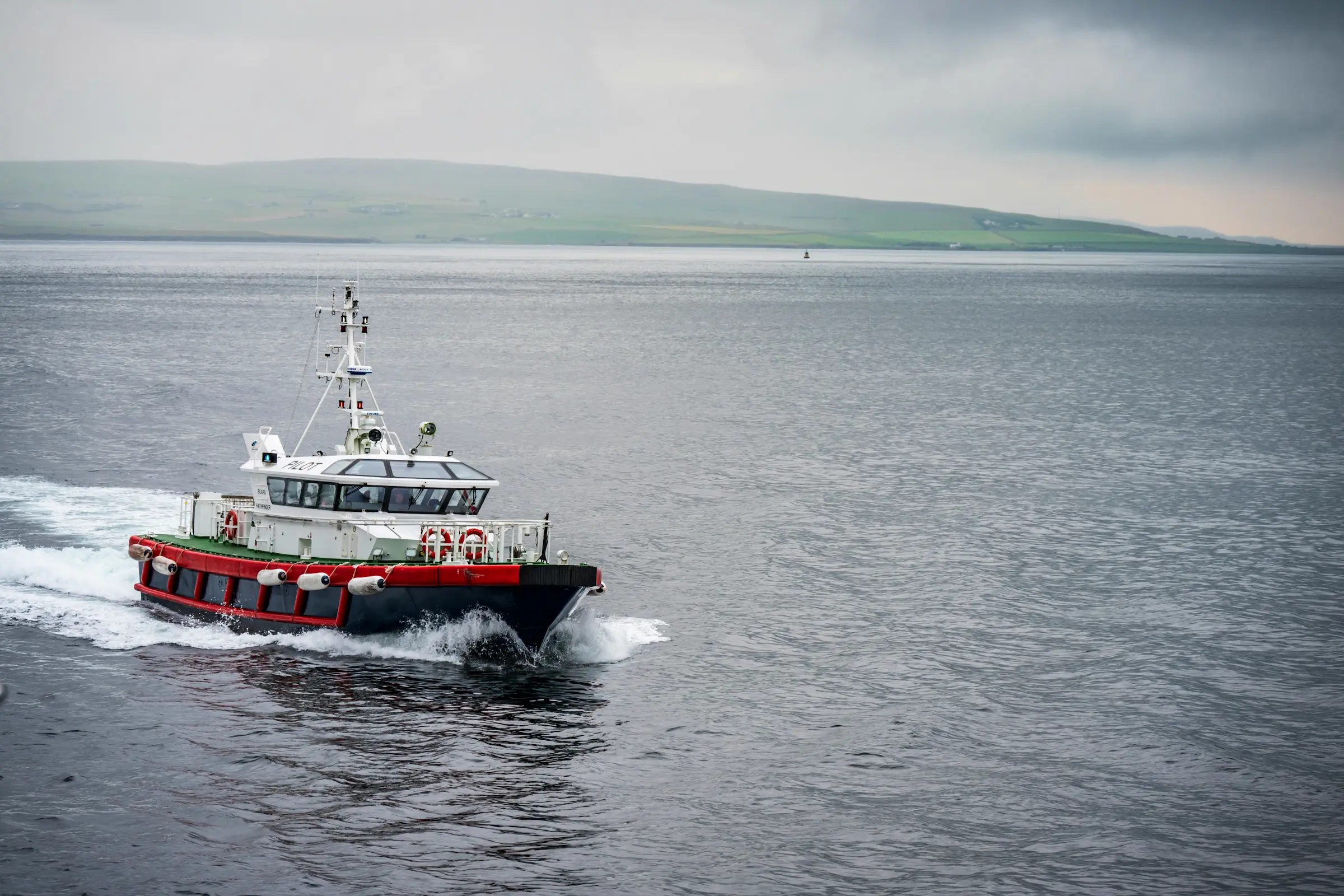A pilot vessel crossing the sea